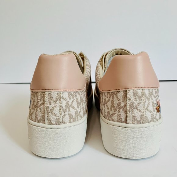 MICHAEL KORS POPPY LACE UP MK SIGNATURE PARIS GIRL PRINT SNEAKERS SHOES - Picture 4 of 13